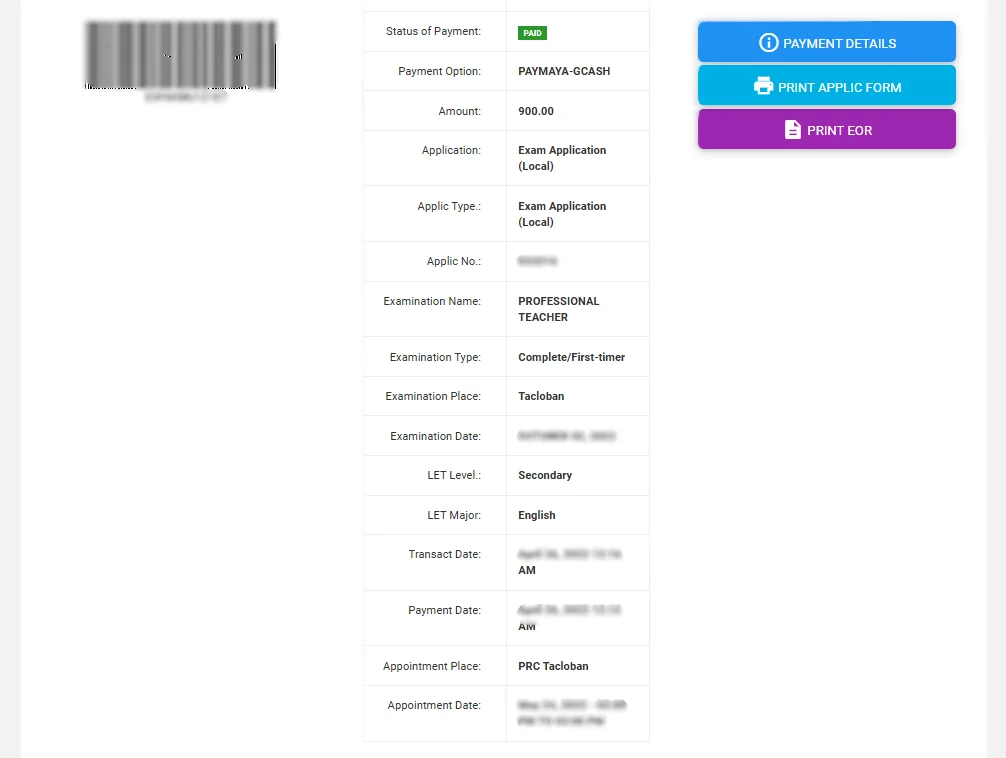 leris print of application form